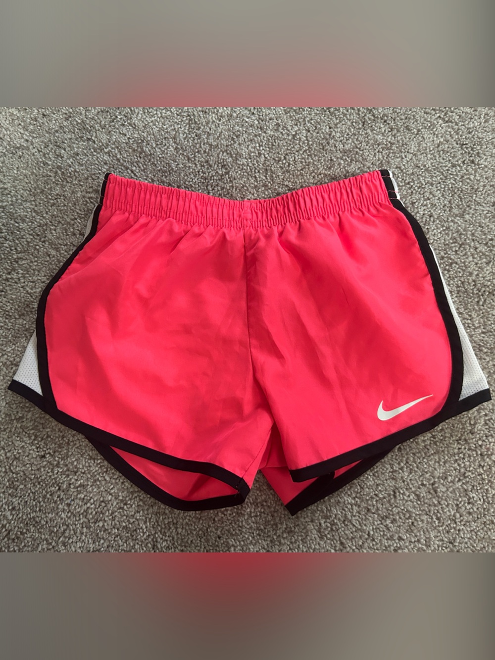 Nike Women's Neon Pink Athletic Running Shorts with Black Trim